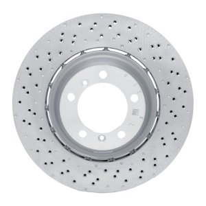 Porsche Cayman Brake Rotor (1) - Left Rear - R1 Concepts - Drilled Carbon Alloy GeoMET - `16-`23